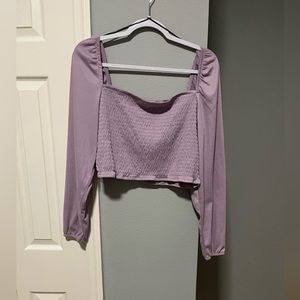 H&M Lilac Smocked Long Sleeve Blouse